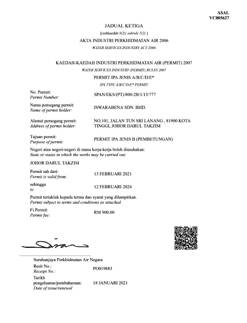 Certificate - ISWARABENA SDN BHD